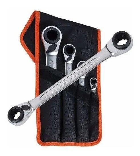 Juego De Llaves Combinadas Con Crique Ratchet Bahco S4rm/4t