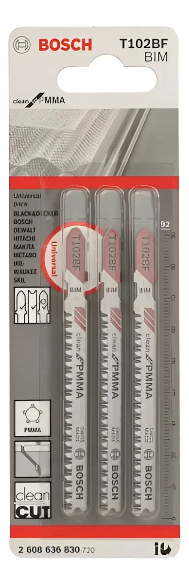 Hojas Sierra Caladora Bosch Plástico Pmma Clean T102bf X3 U