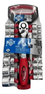 Juego De Tubos Bocallaves 1/2 Bulit 20 Pzas Con Llave Crique Plateado