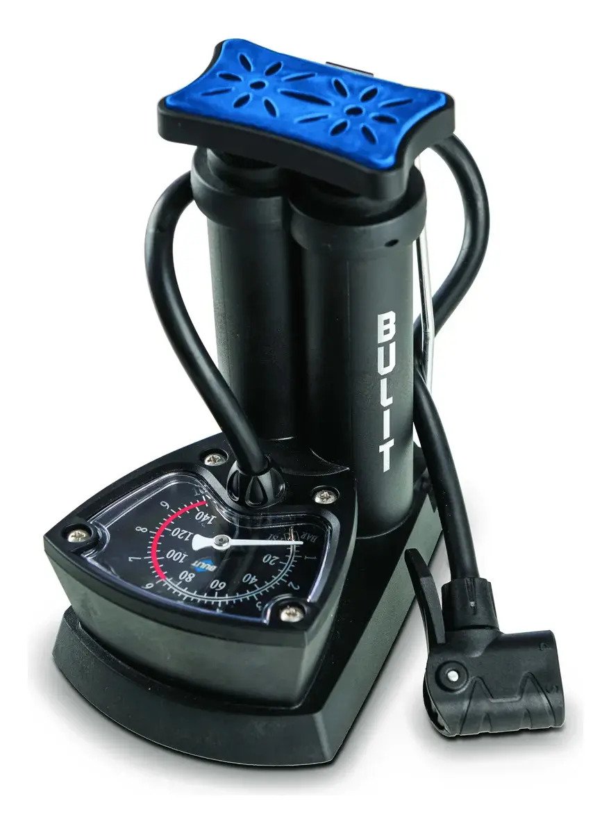 Mini Inflador De Pie Bulit Serie 200 Manómetro Doble Tubo Negro Mini Inflador De Pie Bulit Serie 200 Manómetro Doble Tubo Negro - Imagen 1