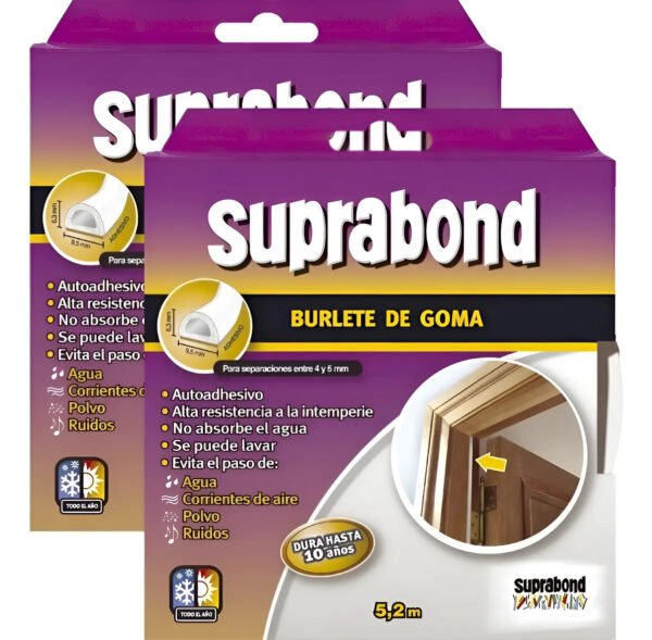 2 Burletes Autoadhesivos De Goma Perfil D Blanco Suprabond Blanco
