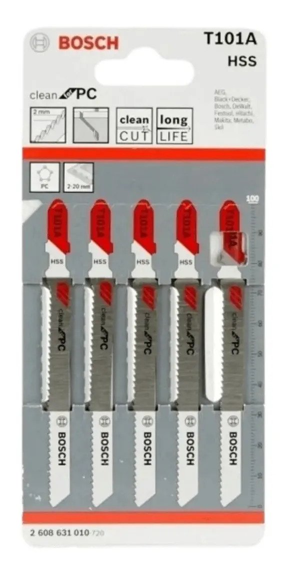 Hojas De Sierra Caladora X 5 Unid. Bosch T101a Para Acrylico