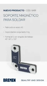 Escuadra Magnética Esquinera Soldar Bremen 9kg 3angulos 90 L - Imagen 2