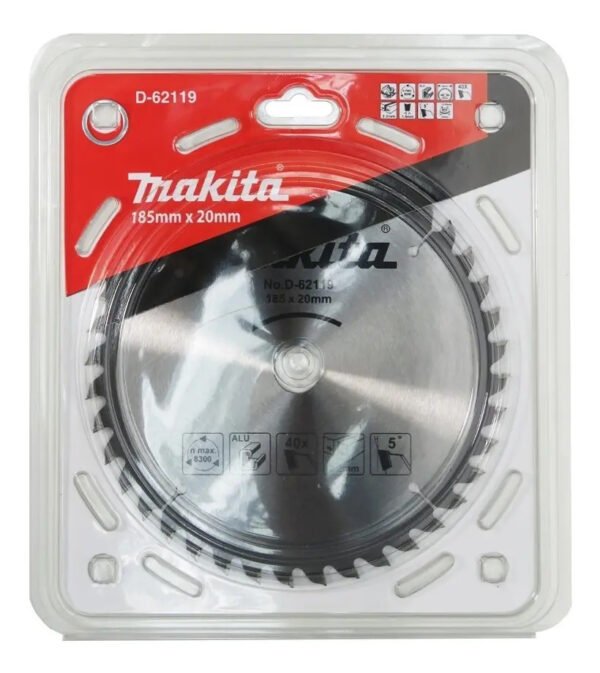Hoja Disco Sierra Circular Makita 185mm 40d P/alumin D-62119 Plateado