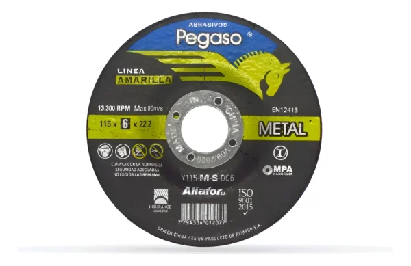 Disco De Desbaste Para Metal Pegaso 115mm X 6mm X Unidad Negro