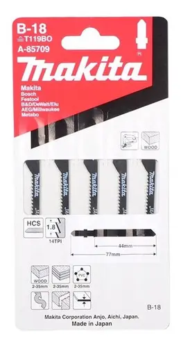 Hoja Sierra Caladora 5u Makita A-85709 B-18 T119bo Japon