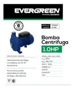 Bomba Centrifuga Evergreen 1hp Ev-158 Monofasica 26mts Gamma Azul 50 Hz Monofásica - Imagen 3