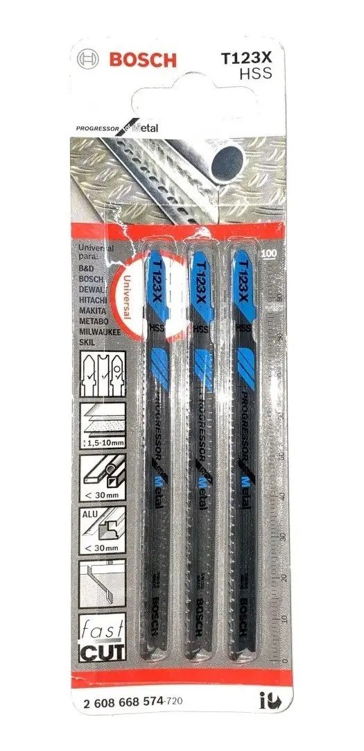 Hojas De Sierra Caladora X 3 Unid. Bosch T123x Para Metal