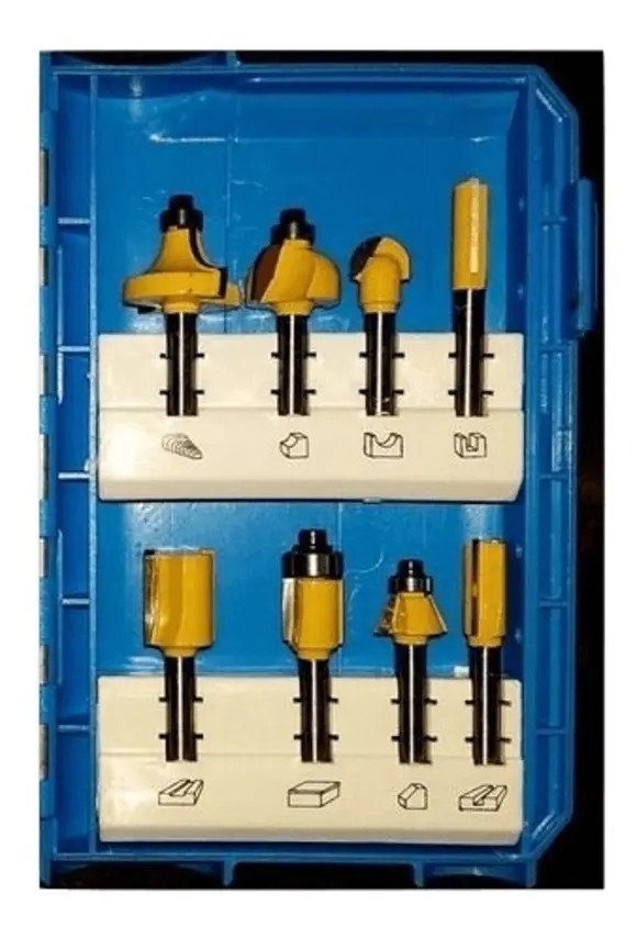 Juego Set Fresas Kit Router Tupi Portatil Madera 8 Pzs Gamma