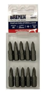 Puntas Philips Ph1 X 25mm Atornillador Bremen 4660 X 10 Uni