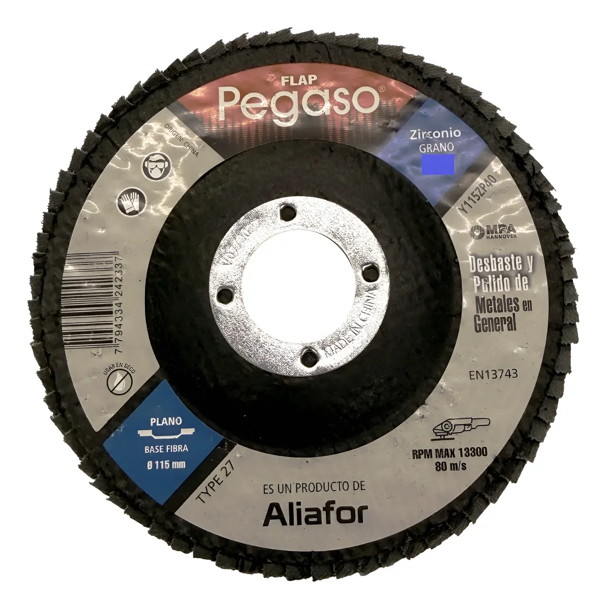 Flap Pegaso Zirconio 115 Mm Grano 120 Inox / Metales En Gral Flap Pegaso Zirconio 115 Mm Grano 120 Inox / Metales En Gral - Imagen 1