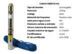 Bomba Sumergible De Pozo 3/4 Hp Succión 43m Belarra Bpp4300 Plateado - Imagen 3