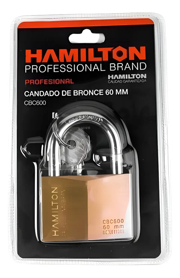 Candado Reforzado 60 Mm Bronce Doble Traba Hamilton Cbc600 Dorado