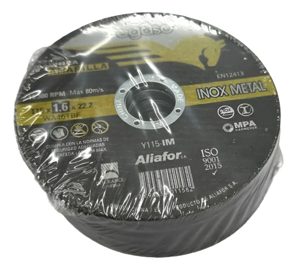 Disco Corte Aliafor Pegaso Inoxidable Metal 115mx1,6m X 25 U Negro