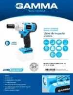 Llave De Impacto 1/2'' 20v + Tubos Impacto Sin Bateria Gamma Celeste 50 - Imagen 3