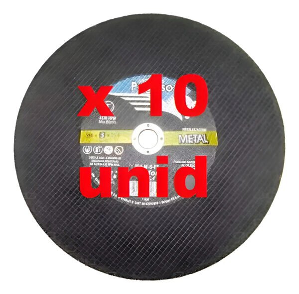 Discos Corte Sensitiva X 10 Aliafor Pegaso Metal 350x3x25,4 Negro