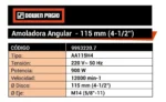 Amoladora Angular 115 Mm 900 W Dowen Pagio Prof 9993220.7 Naranja 50hz - Imagen 6