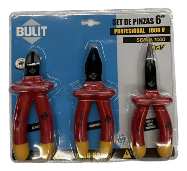 Set Pinzas Aisladas Bulit Alicate + Punta + Universal 6 PuLG