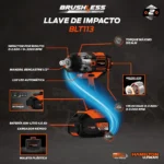 Llave De Impacto Brushless Hamilton 20v Bateria 4a Blt113 Naranja Oscuro 50 Hz - Imagen 5