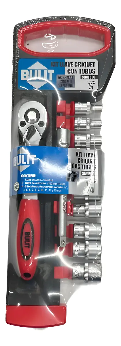 Juego De Tubos Bocallaves 1/4 Bulit 12 Pzas Con Llave Crique Plateado