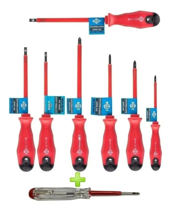 Set X 8 Destornillador Aislado 1000v Bulit Electricista