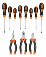 Juego De 3 Pinzas Y Destornilladores Imantado 11 Pcs Ja Negro Y Naranja