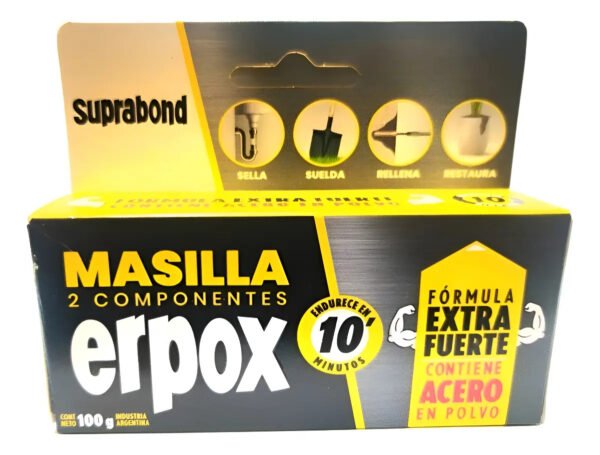 Masilla Erpox Acero Soldadura En 10 Minutos 100gr Suprabond Gris