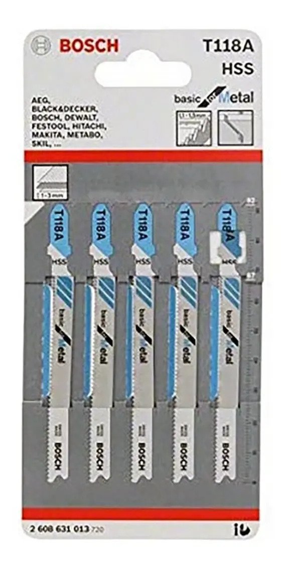 Hojas De Sierra Caladora X 5 Unid. Bosch T118a Para Metal