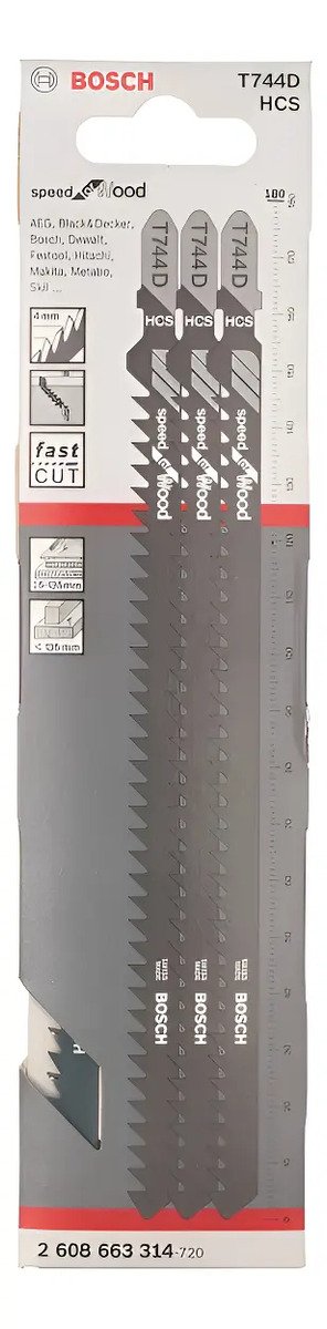 Hoja Sierra Caladora Larga X 3 Uni Para Madera Bosch T744d 0 Mm