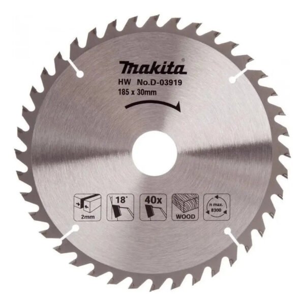 Disco Hoja De Sierra Circular Makita D-03919 185mm 30mm 40d Plateado