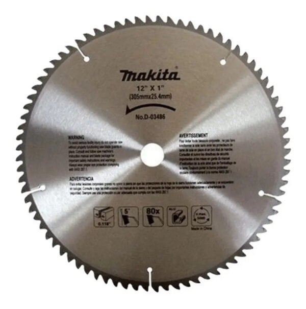 Hoja Disco Sierra Ingleta Aluminio Makita 305mm 80d D-03486