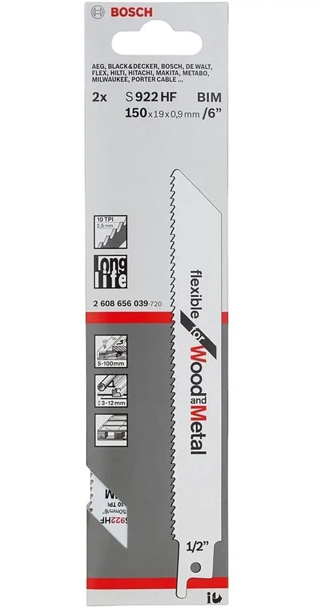 Hoja Sierra Sable Bosch S922hf 150mm X 2 Unid 2608656039 Hoja Sierra Sable Bosch S922hf 150mm X 2 Unid 2608656039 - Imagen 1