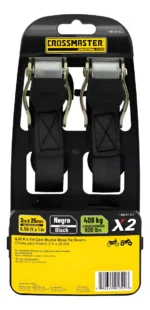 Cincha Cinta Amarre 2 Unidades 2m X 25mm 408 Kg Crossmaster Negro