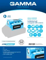 Linterna Led 120 Lumens Y Cargador Usb A Bateria 20v Gamma Blanco Celeste - Imagen 3