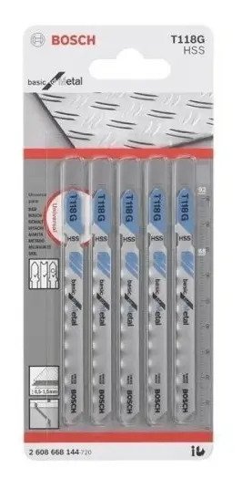 Hojas De Sierra Caladora X 5 Unid. Bosch T118g Para Metal