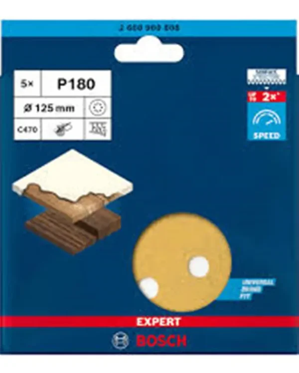 Set De 5 Lijas P/ Lijadora Rotoorbital Bosch 125mm Grano 180