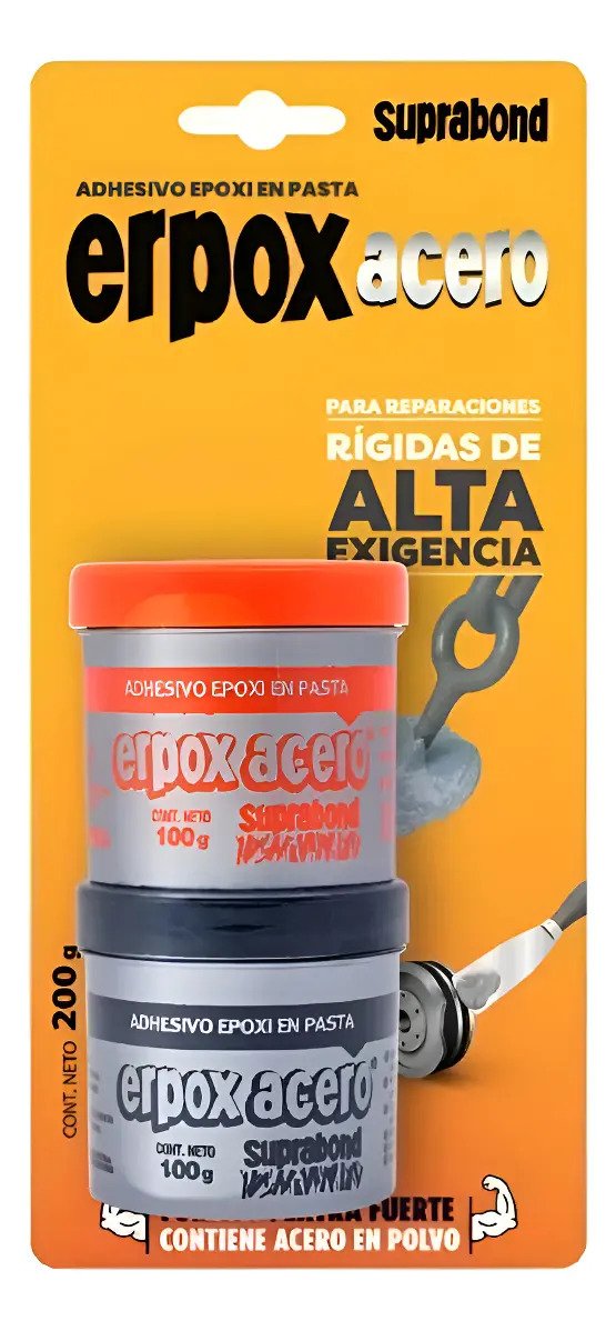 Adhesivo Epoxi Suprabond Erpox Acero Máxima Soldadura 200gr Gris