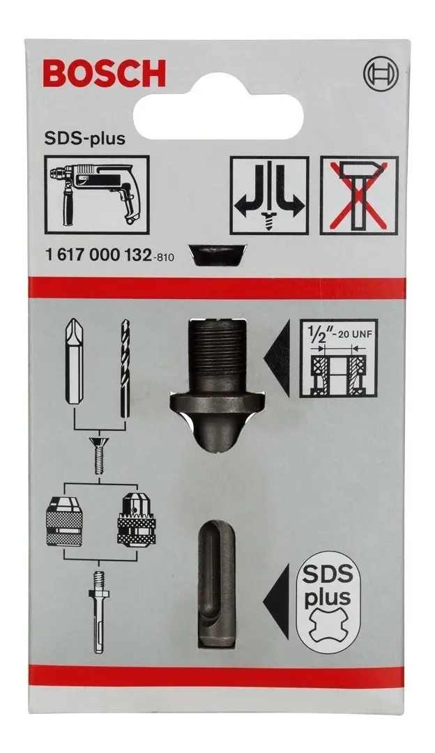 Adaptador Sds Plus Bosch Para Mandril 13 Mm 1/2 Rosca Adaptador Sds Plus Bosch Para Mandril 13 Mm 1/2 Rosca - Imagen 1