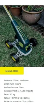 Bordeadora Electrica 3/4hp Pyr Con 2 Rodamientos + Carrito Verde Oscuro - Imagen 3