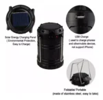 Farol Solar Led Alta Potencia Smd Recargable Usb Camping Ja Negro - Imagen 2