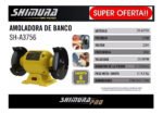 Amoladora De Banco Profesional Shimura 1/2 Hp + Cepillo Bron Amarillo - Imagen 3