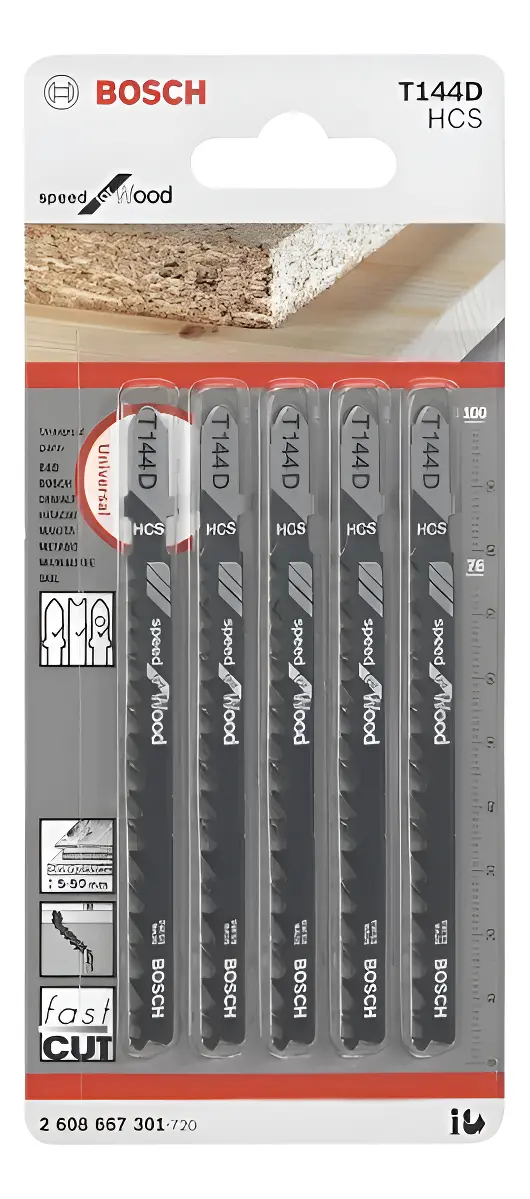 Hoja Sierra Caladora X 5 Uni Para Madera Blanda Bosch T144d 0 Mm