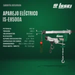 Aparejo Electrico 250/500kg Cable Acero Issei Is-eh500a - Imagen 2