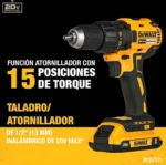 Taladro Atornillador 13mm Dewalt Dcd7771d2 20v Amarillo 340w Amarillo - Imagen 3