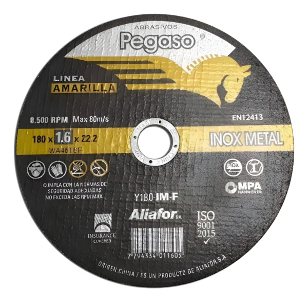 Disco Corte Pegaso Inoxidable Metal 180mm 1,6mm X 25 Unid. Negro