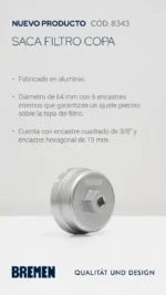 Llave Extractor Saca Filtro De Aceite Frontal Toyota Corolla - Imagen 9