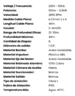 Bomba Sumergible De Pozo 3/4 Hp Succión 43m Belarra Bpp4300 Plateado - Imagen 8