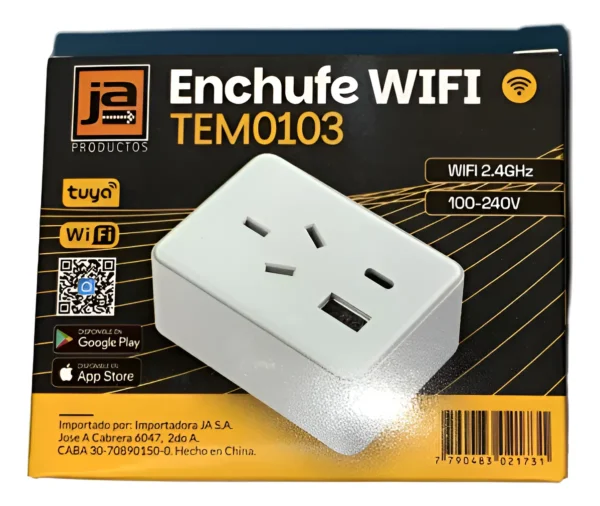 Tomacorriente Smart Home Wifi 2usb 10a 220v 2000w Ja Tem0103 Blanco