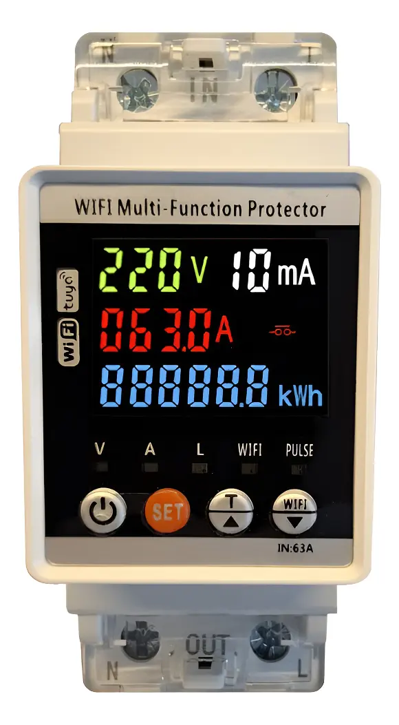 Protector De Tensión Wifi Voltímetro Y Amperímetro 63a Ja