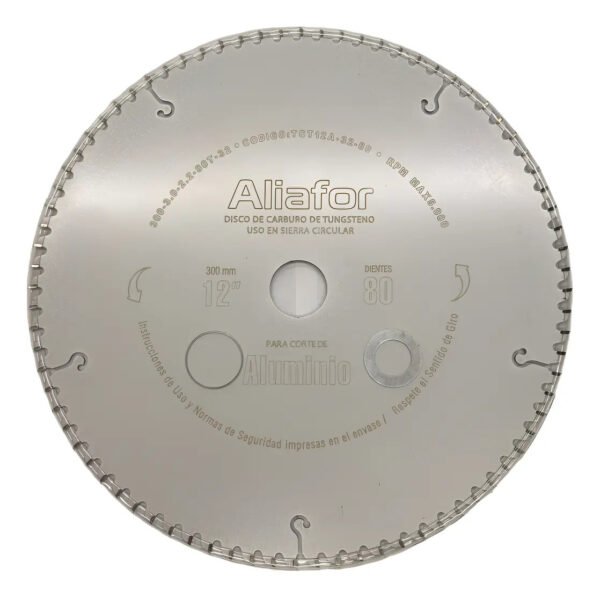 Disco Ingletadora Aluminio 80 Dientes 300mm 12puLG Aliafor Gris